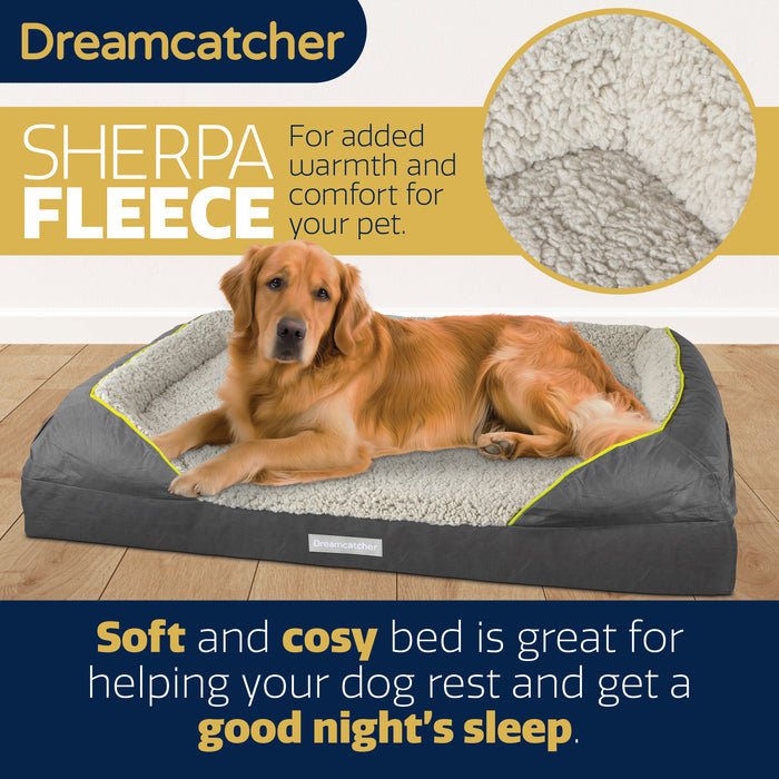 Dreamcatcher Grey Extra Large Dog Bed Orthopaedic Memory Foam