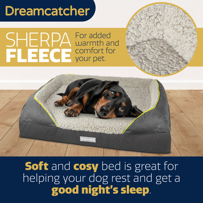 Dreamcatcher Grey Small Dog Bed Orthopaedic Memory Foam