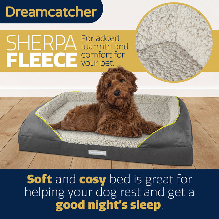 Dreamcatcher Grey Medium Dog Bed Orthopaedic Memory Foam