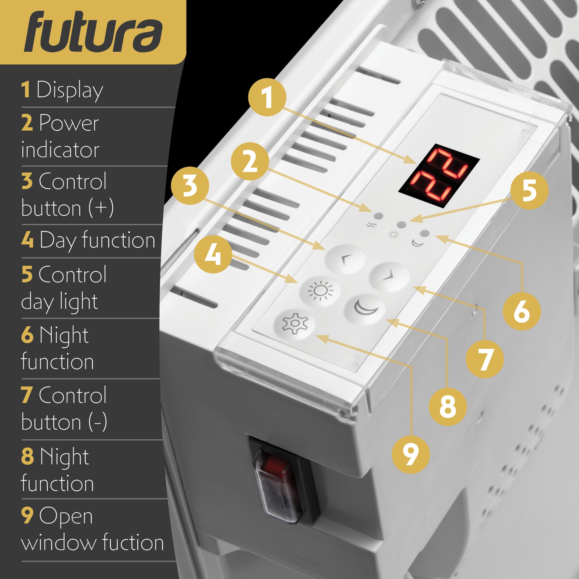 Futura Eco 2000w Electric Panel Heater Bathroom Safe Setback Timer Lot — Futura Direct 0211