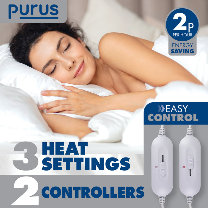 Purus King Electric Fitted Under blanket Mattress Cover Dual Control