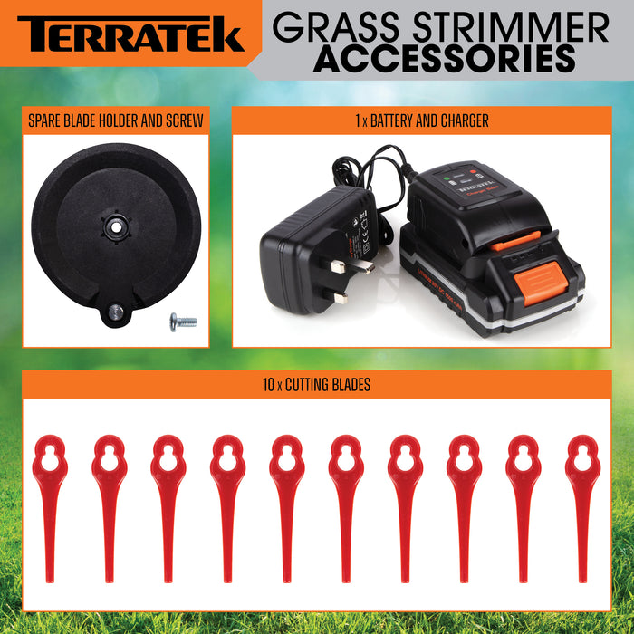 Terratek 20V Cordless Strimmer Extendable Pole Grass Trimmer